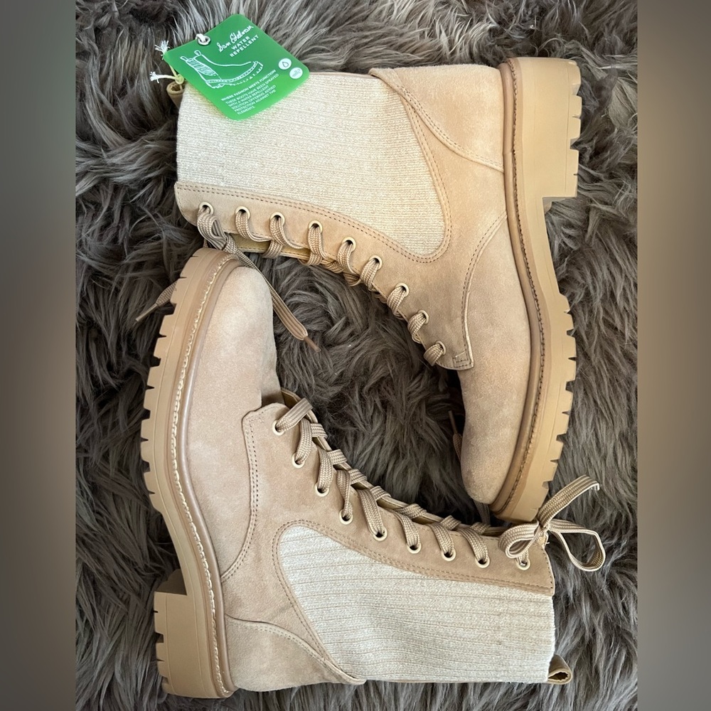 Sam Edelman suede weatherproof bone combat boots 6.5 NEW